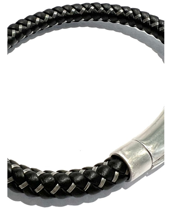 Bracelet homme cuir tressé marron IKOBA BTRNA004