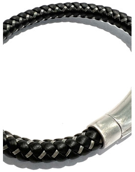 Bracelet homme cuir tressé marron IKOBA BTRNA004