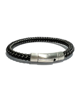 Bracelet homme cuir tressé marron IKOBA BTRNA004