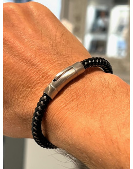 Bracelet homme cuir tressé marron IKOBA BTRNA004