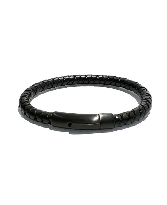 Bracelet homme cuir tressé noir IKOBA BTRN003