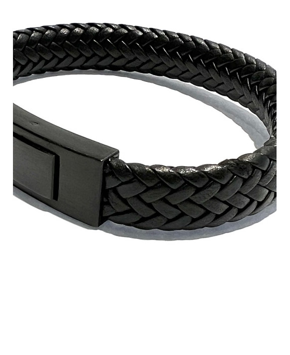 Bracelet homme cuir tressé noir IKOBA BCPNF003