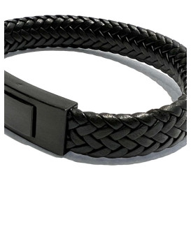 Bracelet homme cuir tressé noir IKOBA BCPNF003