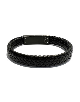 Bracelet homme cuir tressé noir IKOBA BCPNF003
