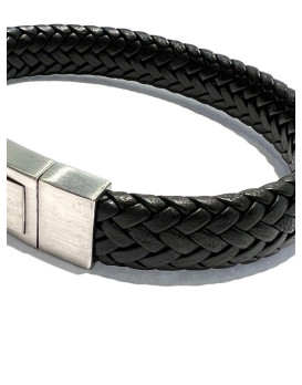 Bracelet homme cuir tressé noir IKOBA BCPN002