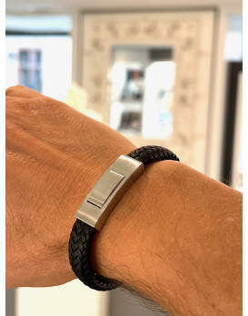 Bracelet homme cuir tressé noir IKOBA BCPN002