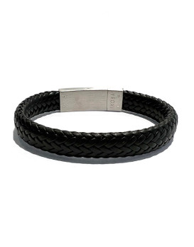 Bracelet homme cuir tressé noir IKOBA BCPN002