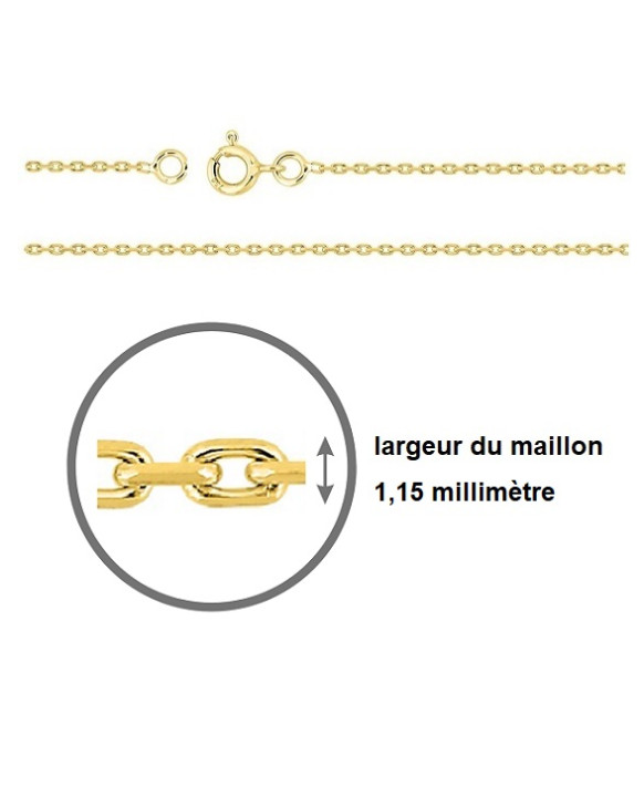 Chaine maille forçat or jaune 750/1000ème largeur 1,15 mn