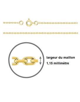 Chaine maille forçat or jaune 750/1000ème largeur 1,15 mn