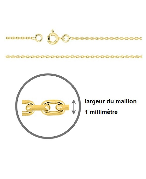 Chaine maille forçat or jaune 750/1000ème largeur 1 mn