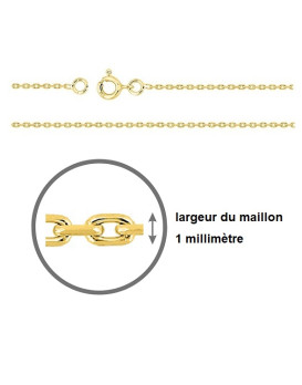 Chaine maille forçat or jaune 750/1000ème largeur 1 mn