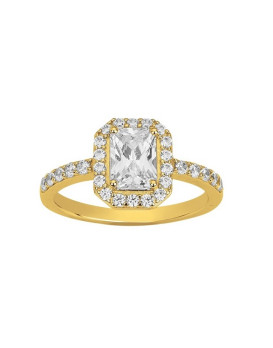 Bague plaqué or et oxyde zirconium