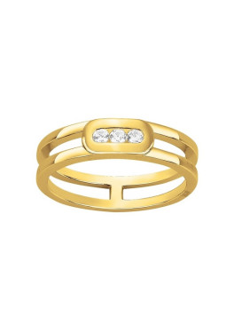 Bague plaqué or et oxyde zirconium