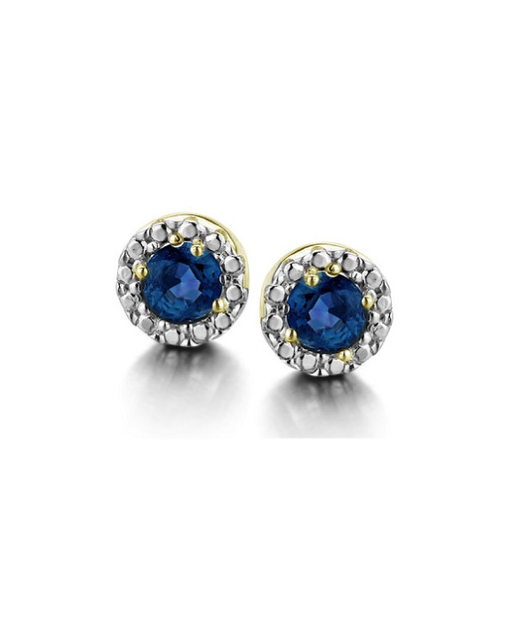 Boucles d'oreilles Saphirs  Or jaune et blanc 750/1000ème