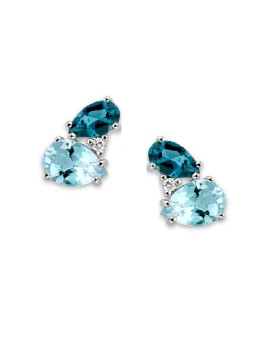 Boucles d'oreilles Topazes et Diamants Or blanc 750/1000ème