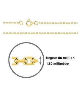 Chaine maille forçat or jaune 750/1000ème largeur 1,60 mn