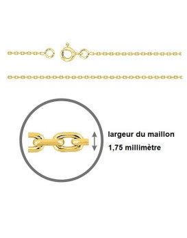 Chaine maille forçat or jaune 750/1000ème largeur 1,75 mn