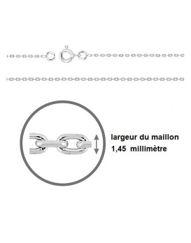 Chaine maille forçat or blanc 750/1000ème largeur 1,45 mn