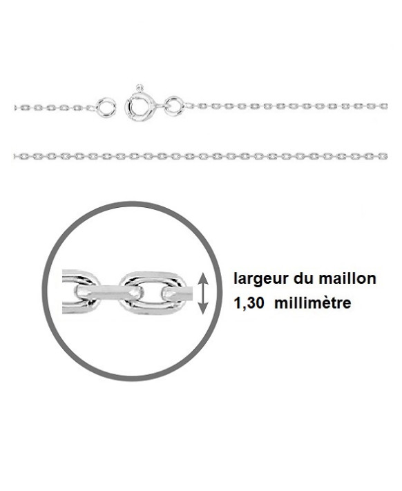 Chaine maille forçat or blanc 750/1000ème largeur 1,3 mn