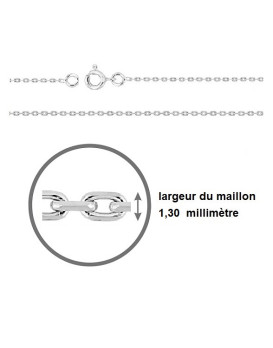 Chaine maille forçat or blanc 750/1000ème largeur 1,3 mn