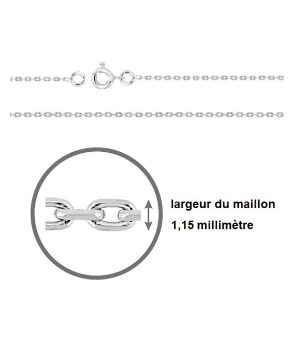 Chaine maille forçat or blanc 750/1000ème largeur 1,15 mn