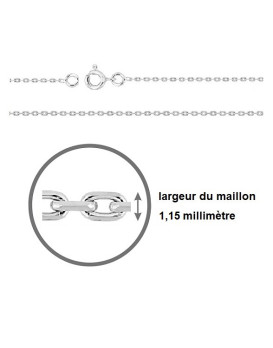 Chaine maille forçat or blanc 750/1000ème largeur 1,15 mn
