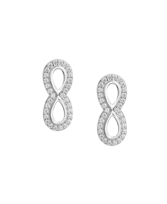 Boucles d'oreilles motifs infini argent et oxydes de zirconium