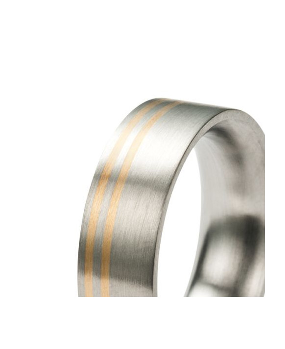 DARIUS, Bague homme acier et or MONOMANIA 25288