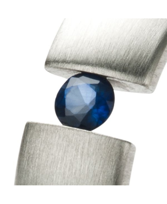 TEO, Bague homme acier et saphir  MONOMANIA 20263