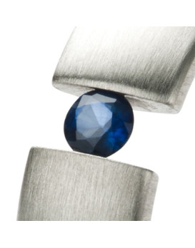 TEO, Bague homme acier et saphir  MONOMANIA 20263