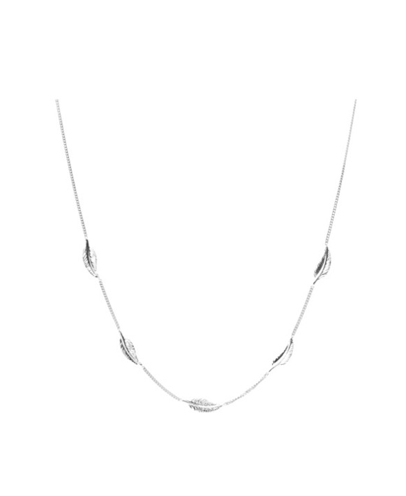 Collier 5 plumes Or blanc 375/1000ème