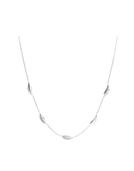 Collier 5 plumes Or blanc 375/1000ème