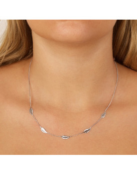 Collier 5 plumes Or blanc 375/1000ème