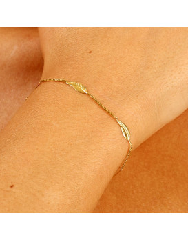 Bracelet 5 petites plumes Or jaune 375/1000ème