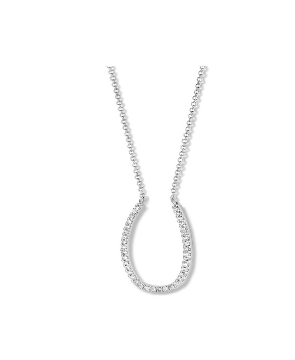 Collier or blanc 750/1000ème avec pendentif diamants