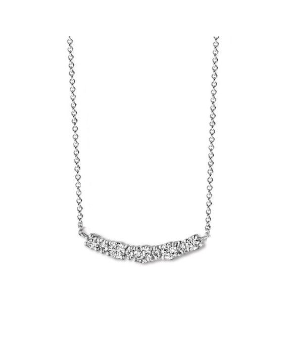 Collier or blanc 750/1000ème avec pendentif diamants