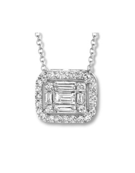 Collier or blanc 750/1000ème avec pendentif diamants