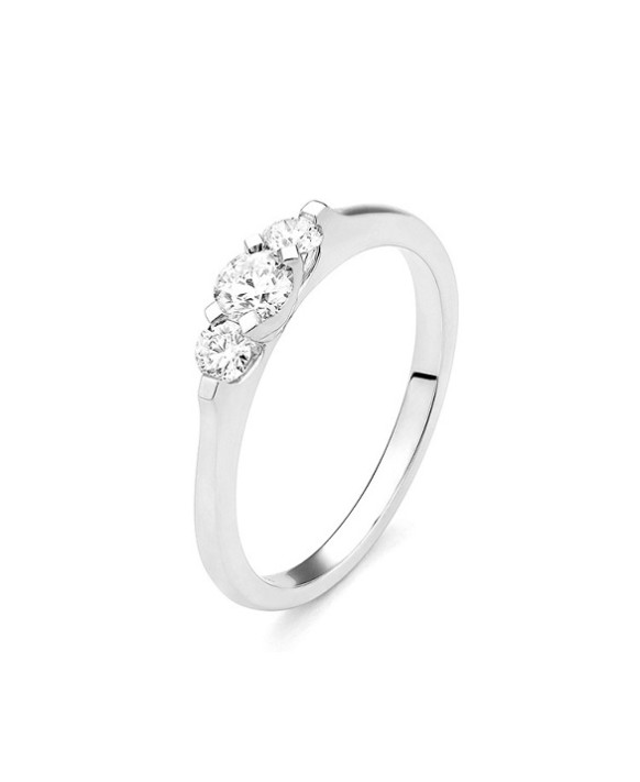 LEONORE, Bague Trilogy Diamant  0,40 ct Or blanc 750/1000ème