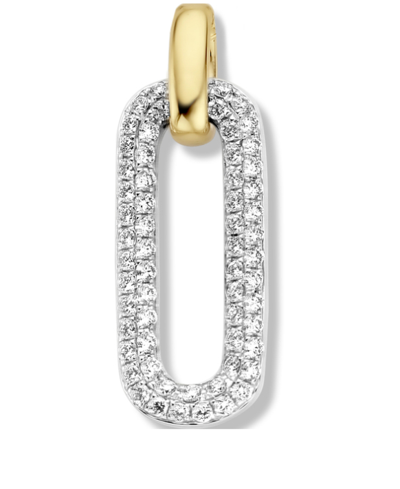 Collier or jaune et blanc 750/1000ème avec pendentif diamants