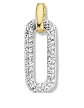 Collier or jaune et blanc 750/1000ème avec pendentif diamants