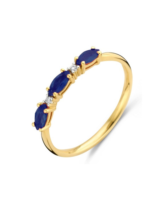 Bague Saphirs  et Diamants Or jaune et blanc 750/1000ème