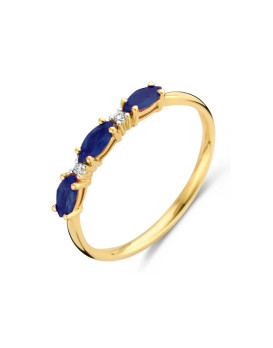Bague Saphirs  et Diamants Or jaune et blanc 750/1000ème