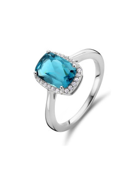 Bague argent topaze bleue et oxydes zirconium NAIOMY N2C51