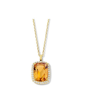 Collier argent plaqué d'or, citrine et oxydes de zirconium NAIOMY N2C55