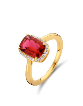 Bague argent plaqué d'or, tourmaline et oxydes zirconium NAIOMY N2C57