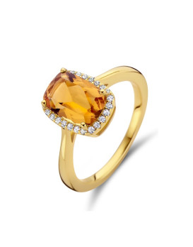 Bague argent plaqué d'or, citrine et oxydes de zirconium NAIOMY N2C54