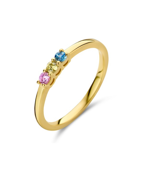 Bague argent plaqué d'or et oxydes de zirconium NAIOMY B1Q14