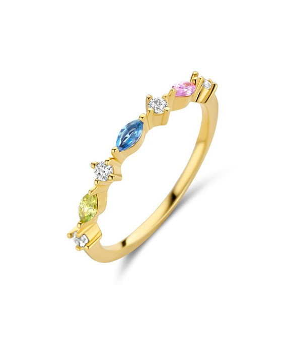 Bague argent plaqué d'or et oxydes de zirconium NAIOMY B1Q17