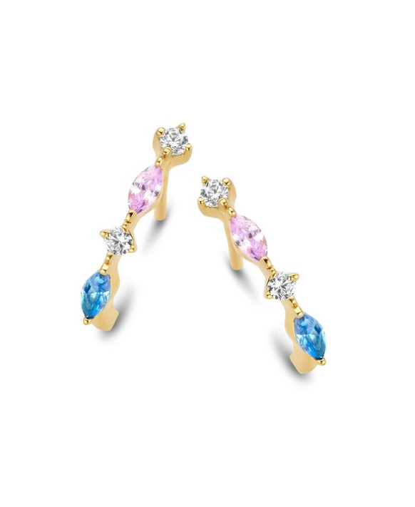 Boucles d'oreilles argent plaqué d'or et oxydes de zirconium NAIOMY B1Q19