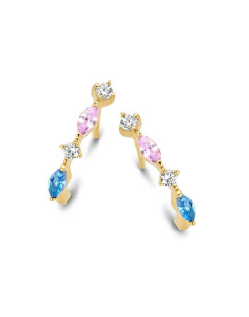 Boucles d'oreilles argent plaqué d'or et oxydes de zirconium NAIOMY B1Q19